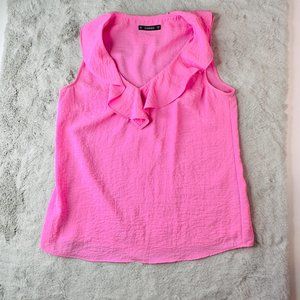 Dunnes Stores Top Womens Small Pink Sleeveless Flowy VNeck Collar Tank
